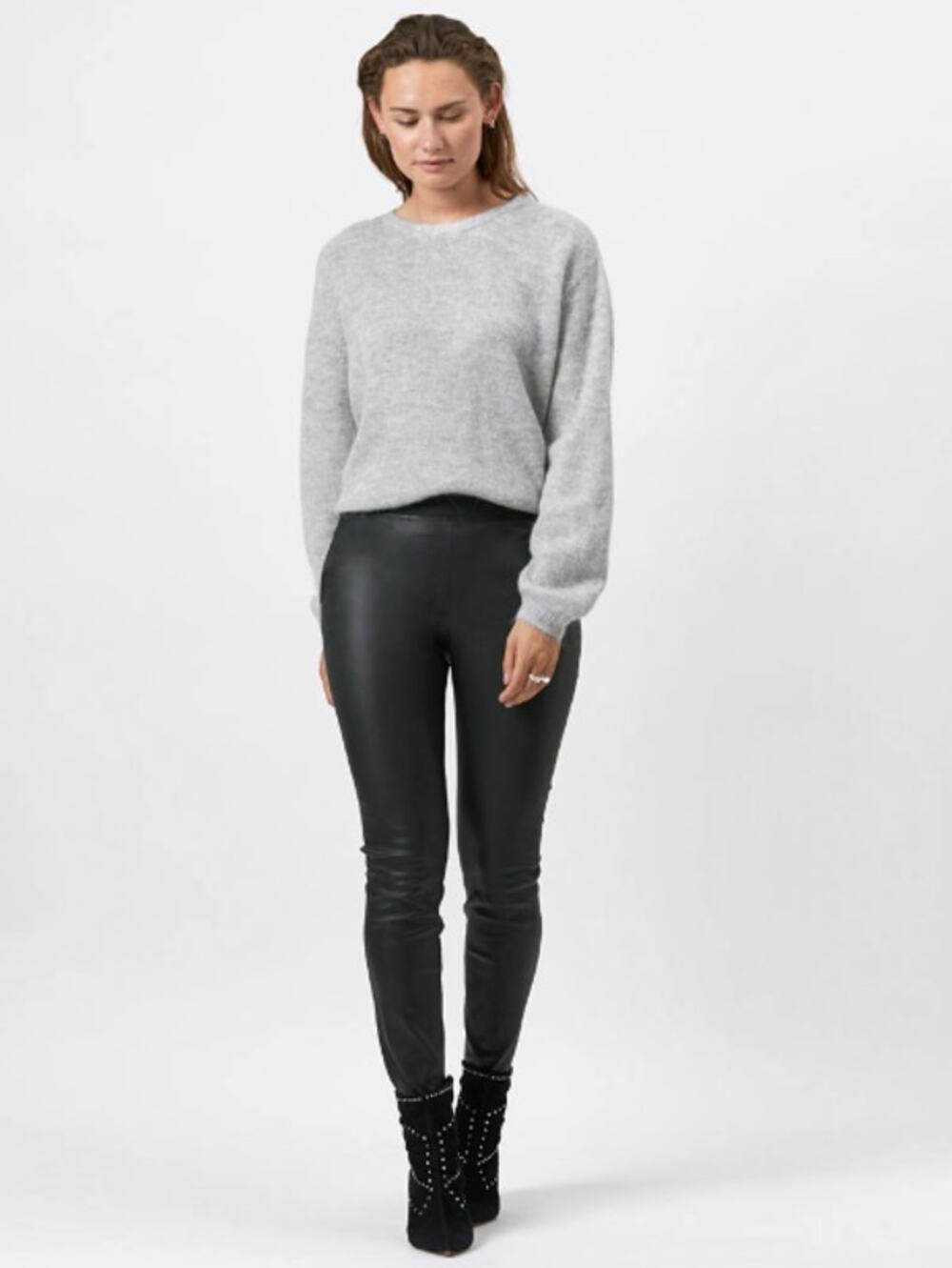 Dante6 Lebon Lamb Leather Pants Genuine Stretch 100% Leather Leggings, Black